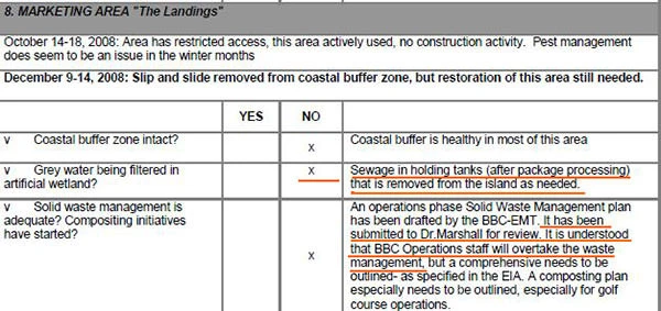 Sewage at Bakers Bay